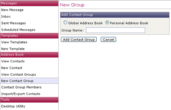 Screenshots of TextAnywhere platform showing different contact groups and address book functionality