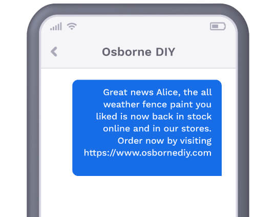 Example text message retailers could send to their customers